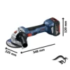 Amoladora Angular 5" 18V Brushless Inc 2 Bat y Carg Bosch GWS 180-LI 0601.9H9.0E1-000