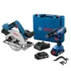 Sierra Circular 6 1/2" GKS 18V-57 + Taladro Percutor 1/2" GSB 180-LI Bosch 0615.A00.1WR-000