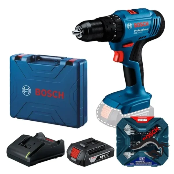 0615.A00.2AC-000-1.webp Taladro Percutor 3/8" 18V Inc Bat 2.0 Ah GSB 183-LI + Set X-Line 34 Piezas Bosch 0615.A00.2AC-000