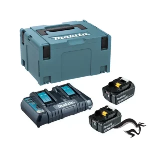 198077-8-1.webp Set de 2 Baterías 18V LXT 6.0 Ah BL1860B + Cargador Doble DC18RD + MakPac Makita 198077-8