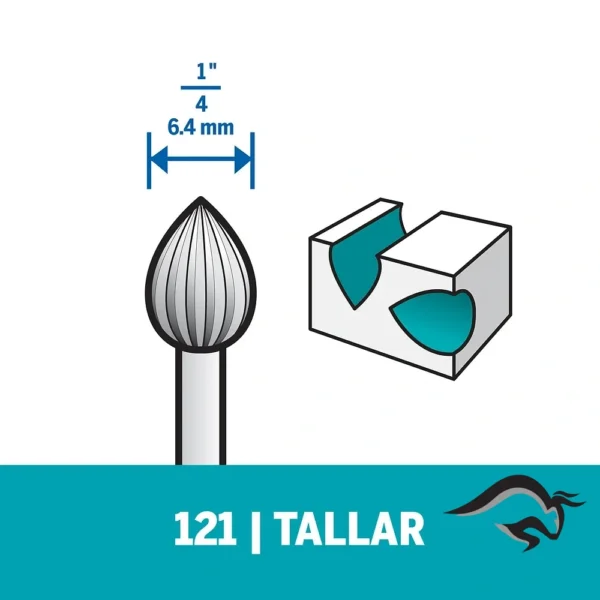 2615.000.121-000-4.webp Fresa de Alta Vel Cónica 1/4" Dremel 121 2615.000.121-000