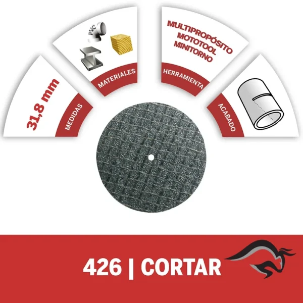 2615.000.426-000-3.webp Disco de Corte reforzado 1-1/4 5 Unid Dremel 426 2615.000.426-000