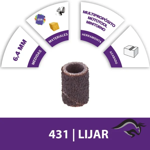 2615.000.431-000-3.webp Banda de lija 1/4 Grano 60 6 Unid Dremel 431 2615.000.431-000