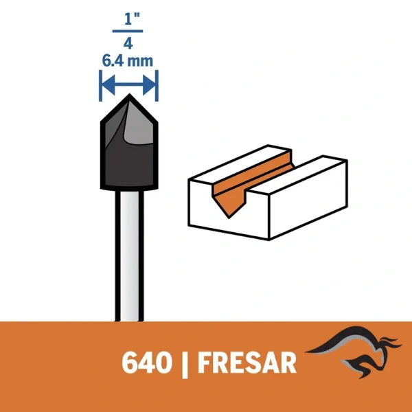 2615.000.640-000-4.webp Fresa de Ranuras en V" 1/4" Dremel 640 2615.000.640-000