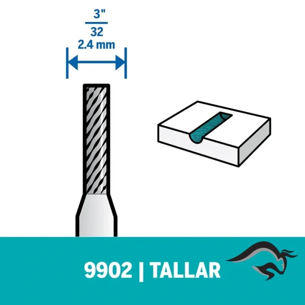 2615.009.902-000-4.webp Fresa Recta de Carburo de Tugnsteno 3/32" Dremel 9902 2615.009.902-000