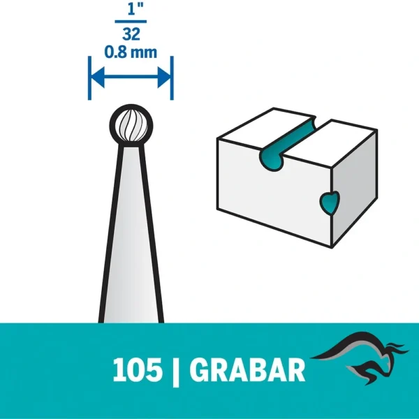 2615.010.5AE-000-4.webp Fresa de Grabado Redonda 1/32" Dremel 105 2615.010.5AE-000
