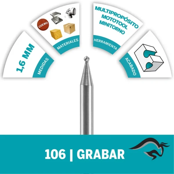 2615.010.6AC-000-3.webp Fresa de Grabado Redonda 1/16" Dremel 106 2615.010.6AC-000