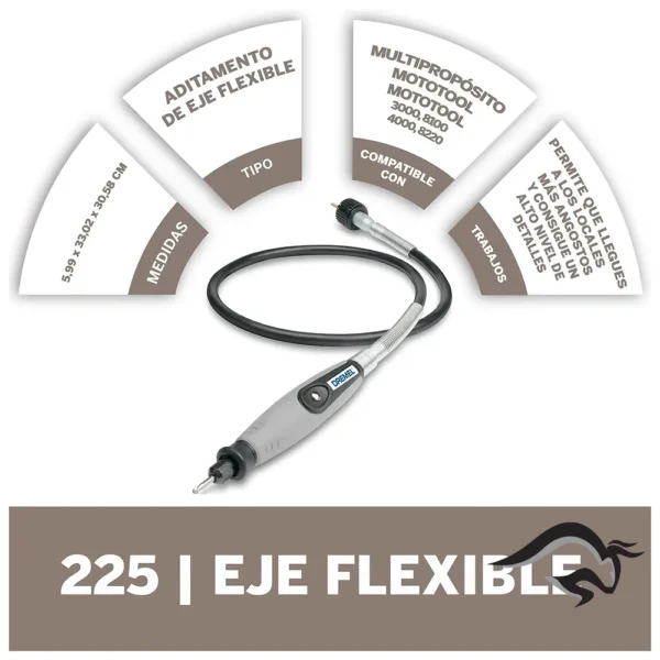 2615.022.5AJ-000-3.webp Eje Flexible Minitorno Dremel 225 Original Dremel 2615.022.5AJ-000