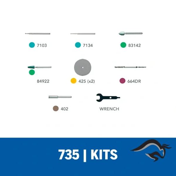 Micro Kit de 8 Accesorios Giratorios para Vidrio y Piedra Dremel 735-01 2615.073.5AA-000