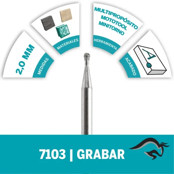 2615.710.3AE-000-3.webp Punta de Diamante Esférica 5/64" Dremel 7103 2615.710.3AE-000