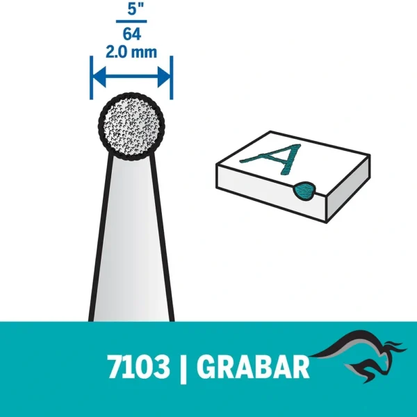 2615.710.3AE-000-4.webp Punta de Diamante Esférica 5/64" Dremel 7103 2615.710.3AE-000