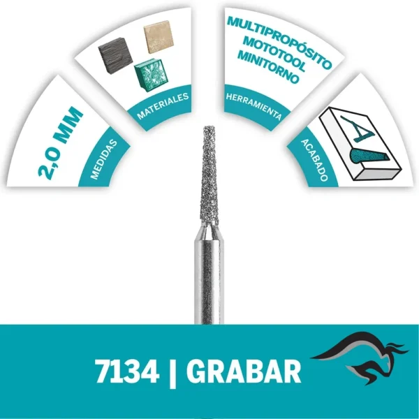 2615.713.4AE-000-3.webp Punta Diamantada 5/64" Dremel 7134 2615.713.4AE-000