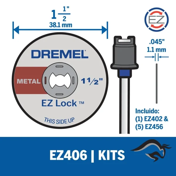 2615.E40.6AD-000-4.webp Kit de Discos de Corte 11/2" 5 Unid EZ-LOCK RA + Mandril Dremel EZ406 2615.E40.6AD-000