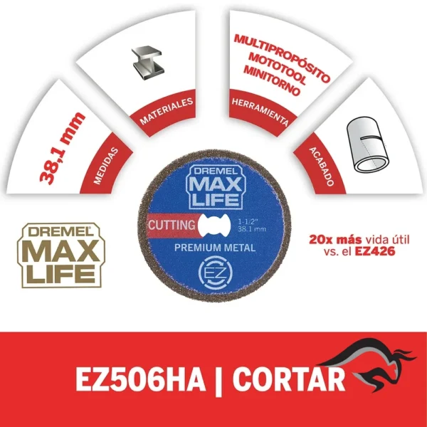 2615.E50.6HA-000-3.webp Disco de Corte Premium 1-1/2" Max Life EZ506HP Dremel 2615.E50.6HA-000