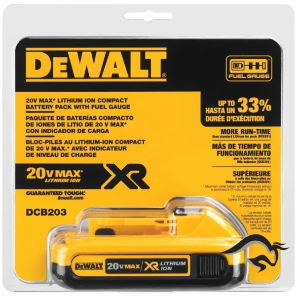DCB203-B3-4.webp Bateria Premium Compacta Ion Litio 20v Max 2.0ah DeWalt DCB203-B3