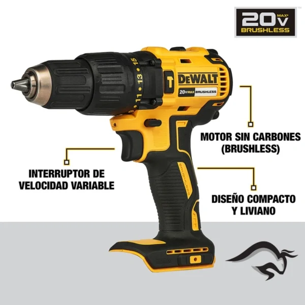 DCD7781L1-B2-6.webp Taladro Percutor 1/2" 20V Brushless 65Nm 1 Bat 3.0 Ah Dewalt DCD7781L1-B2