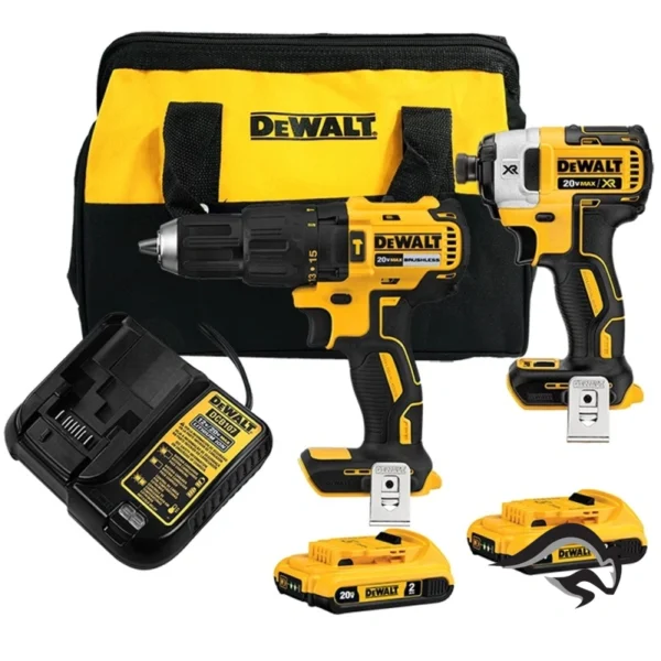 DCK223D2-B2-1.webp Taladro Percutor 1/2" + Atornillador de Impacto 1/4" 20V Brushless 2 Bat 2.0 Ah Dewalt DCK223D2-B2