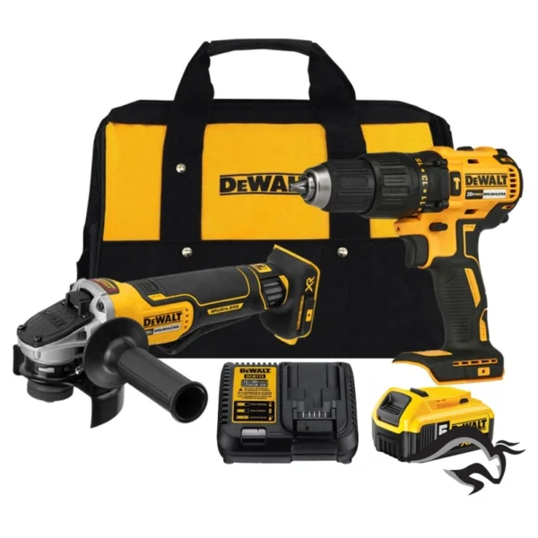 DCK248P1-B2-1.webp Taladro Percutor 1/2" + Esmeril Angular 4 1/2" + 1 Bat 5.0Ah Atomic Dewalt DCK248P1-B2