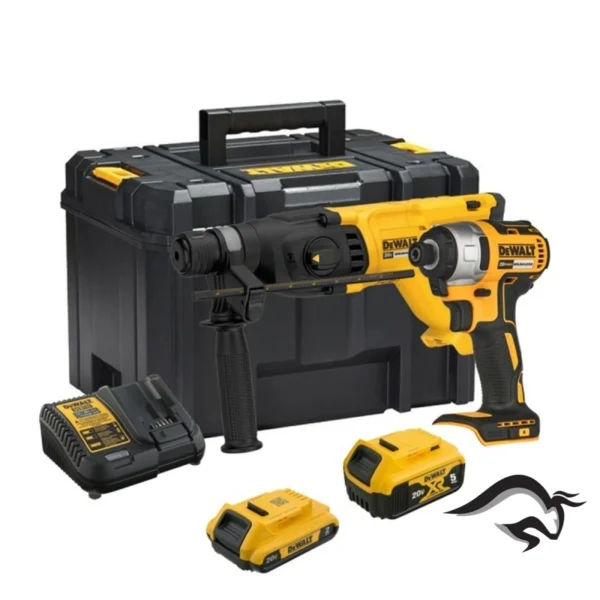 DCK260D1P1T-B2-1.webp Rotomartillo Sds-Plus 2.6J + Atornillador de Impacto 1/4" 20V + 2 Bat + Caja de Herramientas Dewalt DCK260D1P1T-B2
