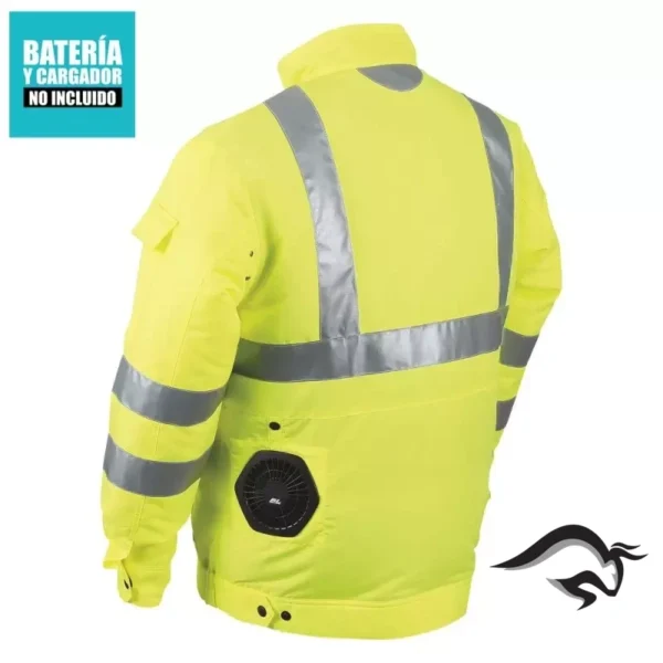 DFJ214ZL-2.webp Casaca Ventilador 12V-18V 3 Niveles Reflectante Talla L Baretool (Sin Baterías / Sin Cargador) Makita DFJ214ZL