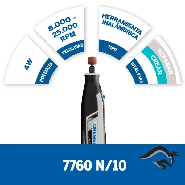 F013.776.0AW-000-2.webp Minitorno Multipropósito Inalámbrico 4V Lite 7760 + 10 Accs Dremel F013.776.0AW-000
