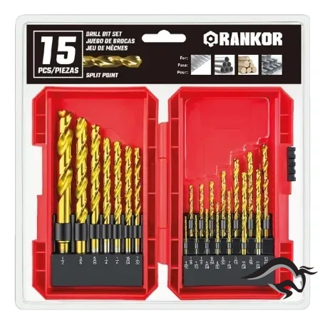 Juego de brocas para metal x15Pzs(1.5–10mm) Rankor HSS-Titanio 100000040